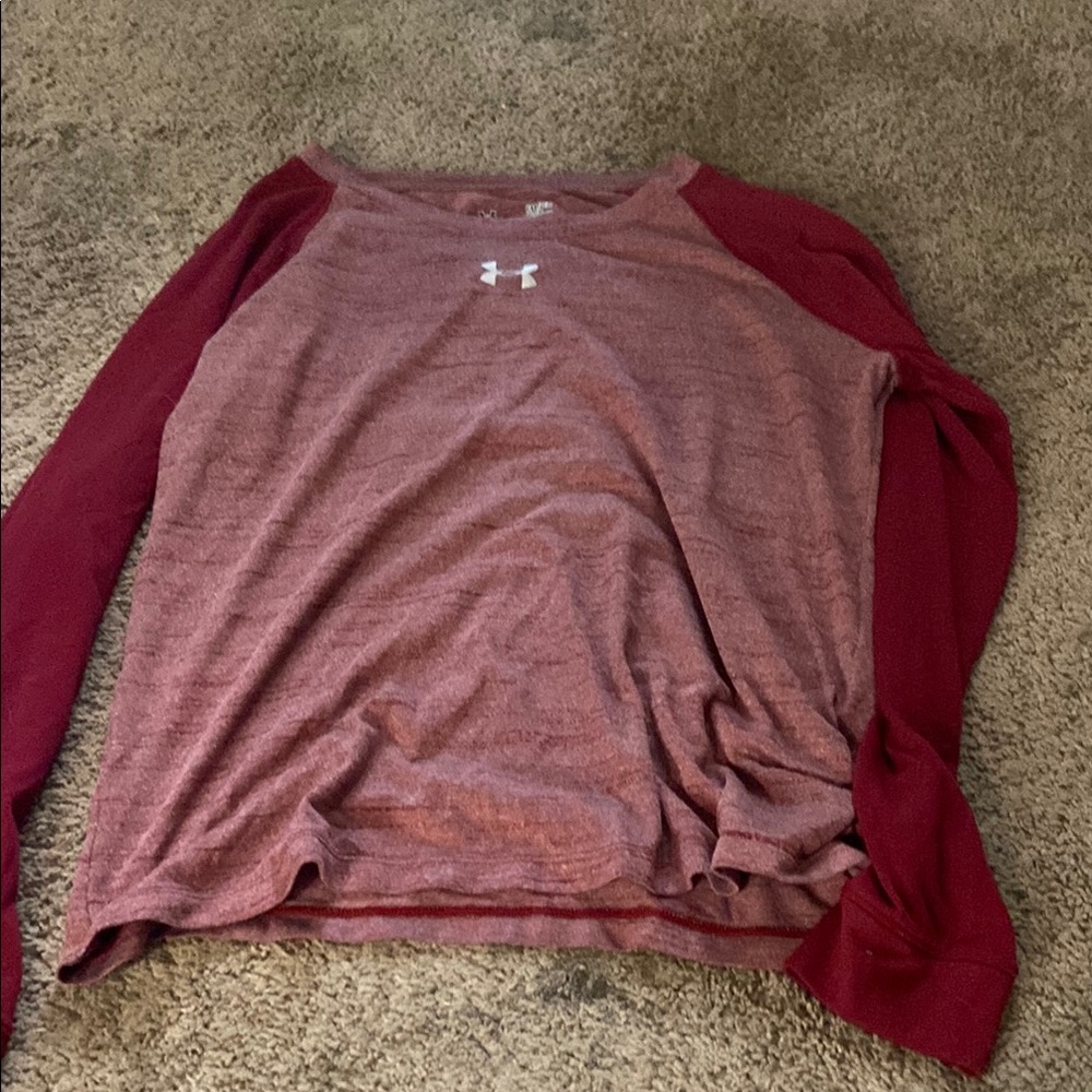 Under Armour Maroon and Red Long Sleeve Shirt